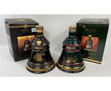 Two Bells Fine Old Scotch Whiskey decanters boxed with contents, aged 12 year 1992 Year of the Monkey and 1993 Christmas 