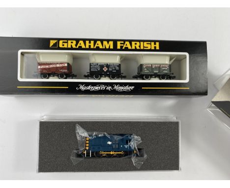 A Graham Farish N gauge originally boxed Class 08 Diesel Shunter No 371004; a Graham Farish N gauge originally boxed set of 3