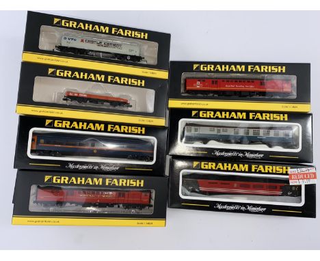 7 Graham Farish by Bachmann N gauge originally boxed wagons: 374-901, 374-900, 374-625, 374-115, 374-500, 377-676, 377-725 