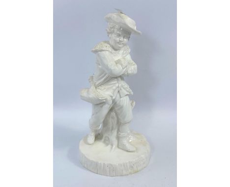 A 19th century white ceramic figure of a poacher/hunter with impressed title 'Winter' to base ht 25cm 