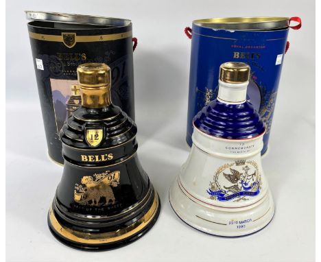 Two Bells Fine Old Scotch whisky boxed ceramic decanters, Year of the Sheep and Princess Eugenie 