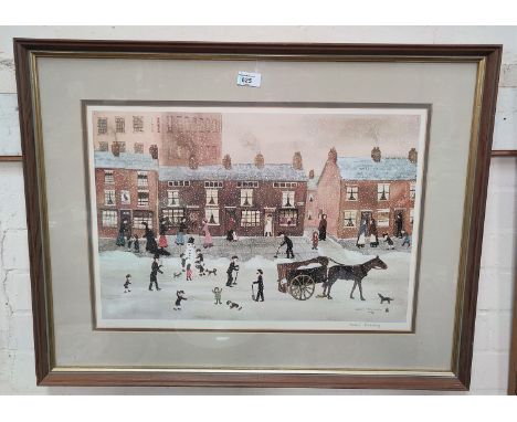 Helen Bradley:  "The Snow Scene", limited edition print, artist signed, 40 x 56 cm, framed and glazed 