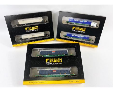 3 Graham Farish N gauge originally boxed twin pack wagons:377-356, 377-351, 377-352 