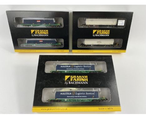 3 Graham Farish N gauge originally boxed twin pack wagons: 377-351, 377-352, 377-354 