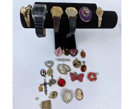 A silver SOS Talisman, Gent's Timex and Accurist wristwatches and other various watches and jewellery 
