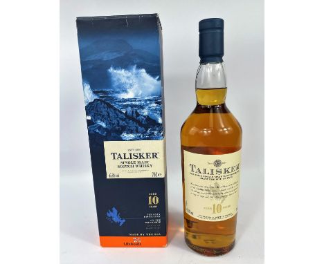 A boxed bottle of Talisker Old Lifeboats 10 year aged, single malt Scotch whiskey . 