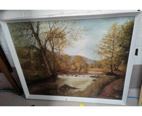 R Orton:  River landscape, oil on board, signed, 5 x 74 cm, framed; Rural scenes:  Two watercolours signed J Talbot Tudd; L B