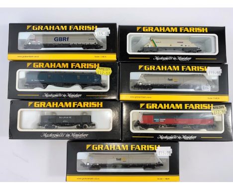 7 Graham Farish by Bachmann N gauge originally boxed wagons / carriage: 374-775, 374-125a, 377-102, 377-576, 377-576, 377-575