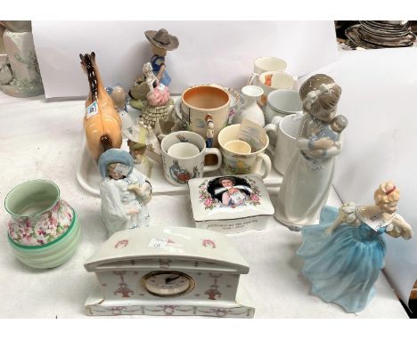 A Beswick Highland Pony; a Royal Doulton figure "Enchantment"; a Nao girl with doll; decorative china 