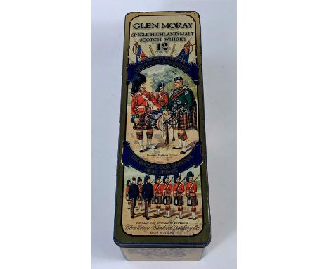A tin boxed bottle of Glen Moray Single Highland Malt Scotch Whiskey aged 12 years 