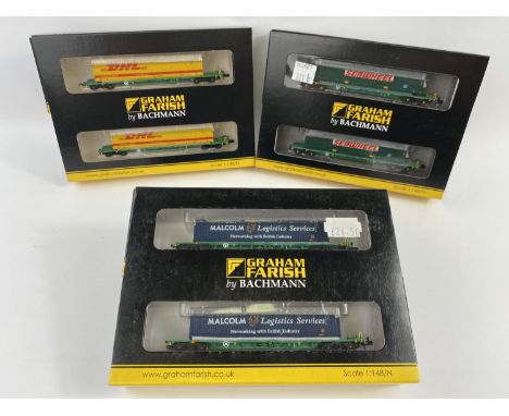 3 Graham Farish N gauge originally boxed twin pack wagons: 377-350, 377-355, 377-354 