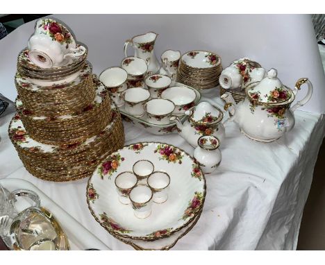 A Royal Albert Old Country Roses part dinner/tea service, 80 pieces approx (2 teapot lids a.f.)&nbsp;442&nbsp; As catalogued,