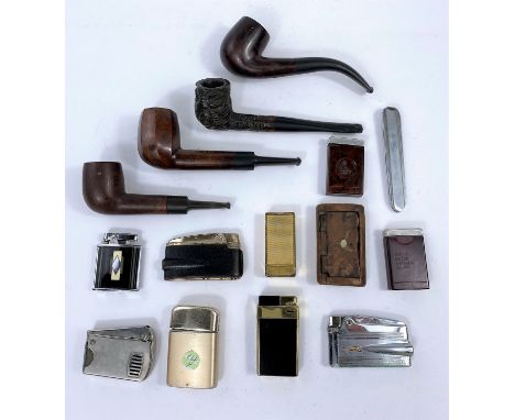 A gilt and black vintage Consul lighter; an art deco Ronson lighter, other lighters etc. 