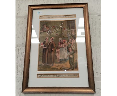 A framed Victorian PEARS print entitled 'A Mother of Pear's advertising -some old familiar faces' 