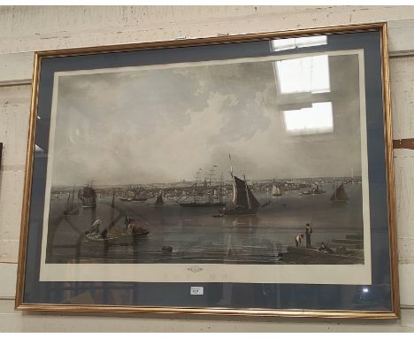 A reproduction 18th century print:  Boston; 6 19th century hand coloured engravings 