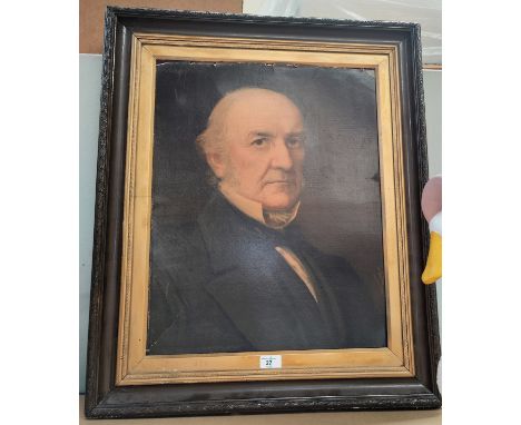 A framed late 19th/early 20th century print of William Ewart Gladstone and a tapestry picture 