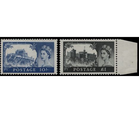 1955-58 De La Rue 2s6d black-brown to £1 black (SG 536a/9a) u/m, the £1 from the right of the sheet, fine, cat £600 