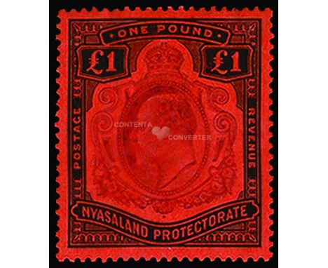 1908-11 £1 purple and black/red variety "Serif on G" (SG 81a) faint traces of surface rubbing otherwise fine with large part 