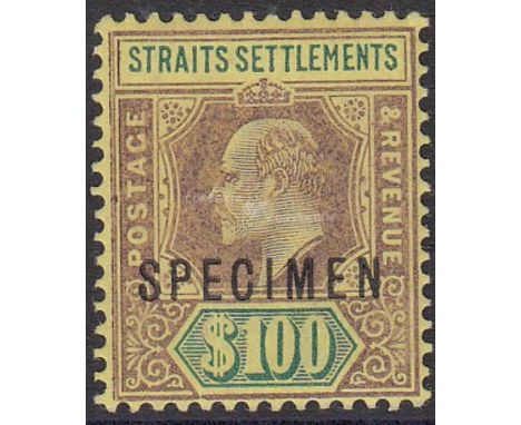 1902-03 $100 purple and green/yellow, overprinted 'SPECIMEN' (SG 122s), typical light surface rubbing but fresh and above ave