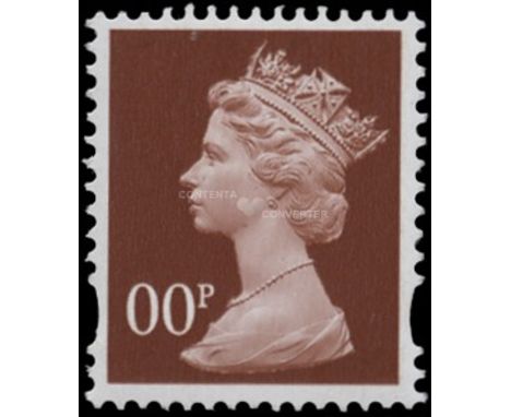 1993-2012 with elliptical perfs, photo, gummed and perforated trial in red-brown (as 26p, Sg Y1961) but denominated '00p' and