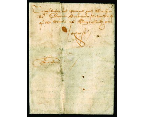 1594 August 7 (transcribed) entire addressed "To my loving and approved good brother/Mr Edwarde Drakeford Undersheriff/of the
