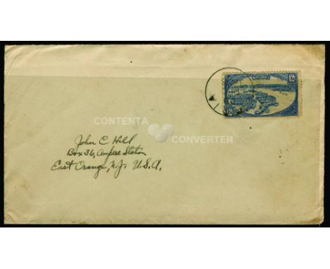 1935 Cover to USA franked 12c blue (SG 74) tied by fine SERIA cds (Proud type D2) for 23 Dec 1935, some light soiling and ton