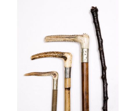 A SMALL GROUP OF RIDING CROPS and a walking stick 