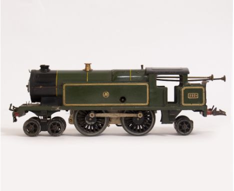 A HORNBY PANNIER TANK CLOCKWORK 'O' GAUGE GREAT WESTERN RAILWAY 4-4-2 TANK LOCOMOTIVE 28cm long overall