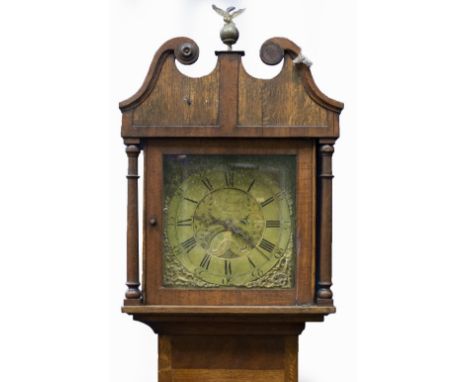 AN ANTIQUE LONG CASE CLOCK with brass dial signed 'Jerom Murch Honiton', 43cm wide x 205cm high