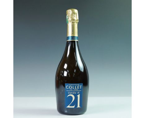 Sealed bottle of Champagne Collet Cuvee No. 21, a finely crafted Champagne from the historic Collet house in Ay, France. This