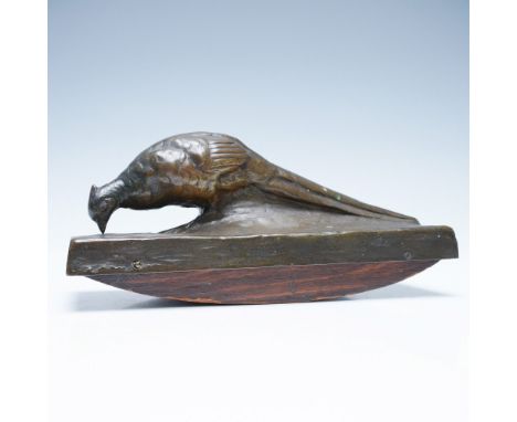 A finely cast bronze ink blotter by Austrian artist Friedrich Gornik (1877-1943), depicting a pheasant in a naturalistic pose
