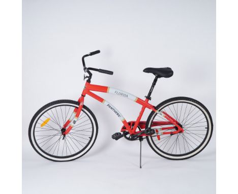 Custom-designed Florida Panthers Coaster Cool cruiser bicycle featuring an eye-catching red, gold, and white color scheme tha