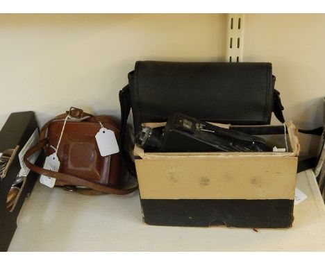 Cine Kodak model BB Junior film camera, Chinonrb binoculars and another item (3) 