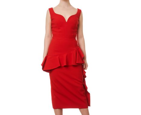 NO RESERVE ALEXANDER MCQUEEN RED RUFFLE DRESSCondition grade B.Sample item. Size Italian 38. 83cm chest, 115cm length. Red sl