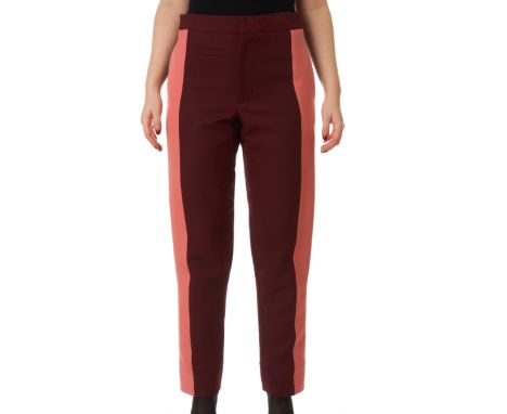 NO RESERVE ALEXANDER MCQUEEN TWO-TONE TROUSERSCondition grade B+.Sample item. No size label. 75cm waist, 97cm length. Burgund