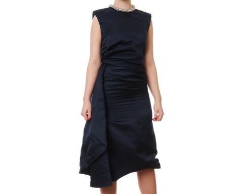 NO RESERVE ALEXANDER MCQUEEN SILK MIDI RUCHED DRESSCondition grade B.Sample item. Size Italian 38. 85cm chest, 115cm length. 