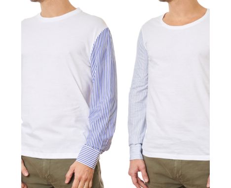 NO RESERVE TWO ALEXANDER MCQUEEN MEN'S WHITE ORGANIC JERSEY TOPSCondition grade A-.1. Alexander McQueen Organic Jersey Long S