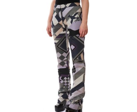 NO RESERVE ALEXANDER MCQUEEN GEOMETRIC PRINTED TROUSERSCondition grade A-.Sample item. No size label. 82cm waist, 113cm lengt