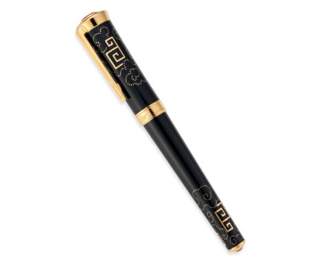 CARTIER ‘ART DECO CHINESE PRESTIGE’ LIMITED EDITION FOUNTAIN PEN A tapered pen in black resin and an ornate, Deco style desig
