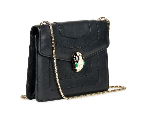 BULGARI SERPENTI FOREVER LEATHER CROSSBODY BAGCondition grade B-.Black leather exterior with tonal stitching, gold tone BVLGA