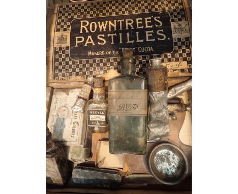 Antique Rowntrees Pastilles advertising box with vintage artist supply contents