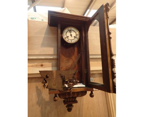 Walnut cased enamel faced Vienna wall clock complete with receipt for £350 1990