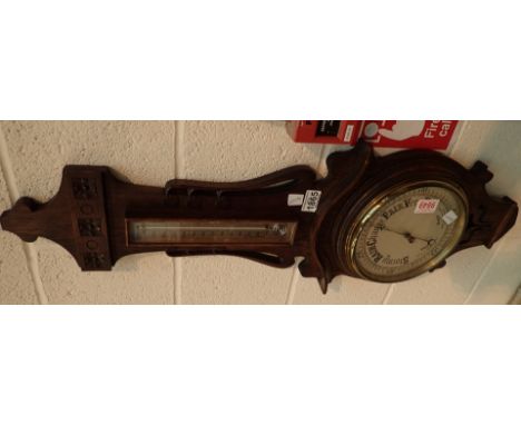 Art Nouveau style aneroid banjo barometer thermometer CONDITION REPORT: In working order at lotting.