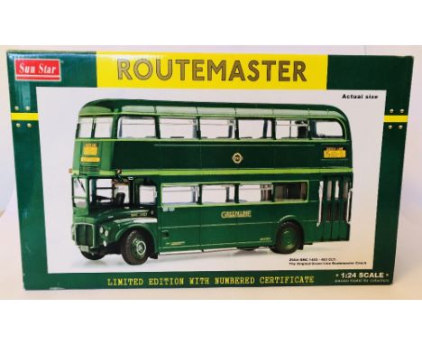 Sun Star Models 1:24 scale Green Line Routemaster double deck model bus with original box CONDITION REPORT: Box in reaosnable