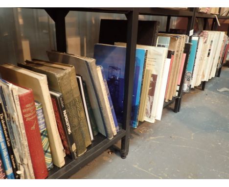 Two shelves of art books and a shelf of craft books