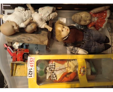 Boxed Pelham Frog puppet with various other dolls and a selection of diecast vehicles
