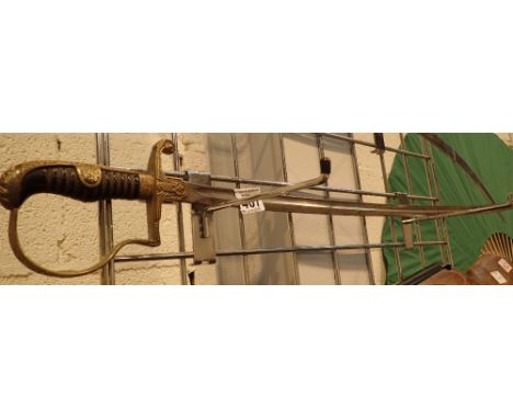 Genuine German WWII officers sword with eagle and swastika lacking scabbard by Fickhorn Solingen