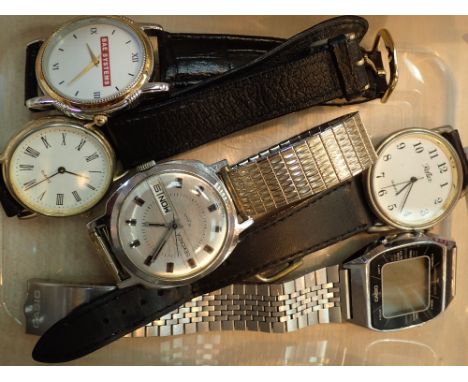 Five gents wristwatches including vintage Sekonda 