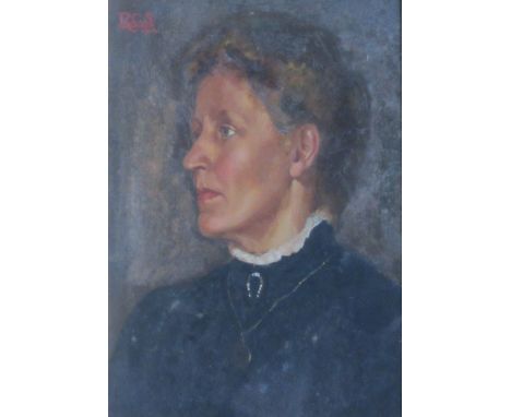 R Crosby Smith (Early 20th century): 'Portrait of Mrs H D Widdowson', oil on canvas monogrammed and dated 1910, original titl
