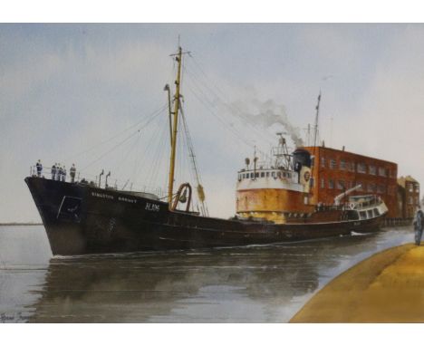 Adrian Thompson (British 1960-): 'Hull Trawler H106 Kingston Garnet' - ship's portrait, watercolour signed 25cm x 35.5cmNotes